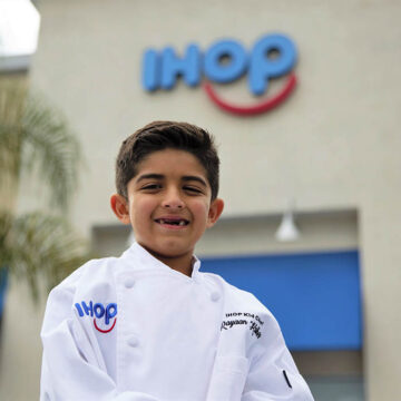 Rayaan’s Caramel Apple a la Mode Pancakes at IHOP