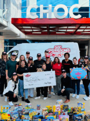 Sgt. Pepperoni and their team dropping off their generous donation to CHOC's Child Life Department
